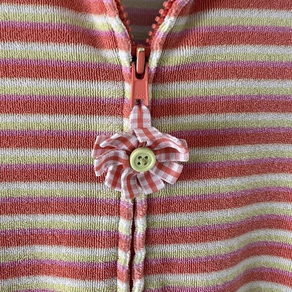 VTG Gymboree Terry Cloth Swim Cover Up Girls 12 Striped Full Zip Hooded Bathing - Picture 3 of 10